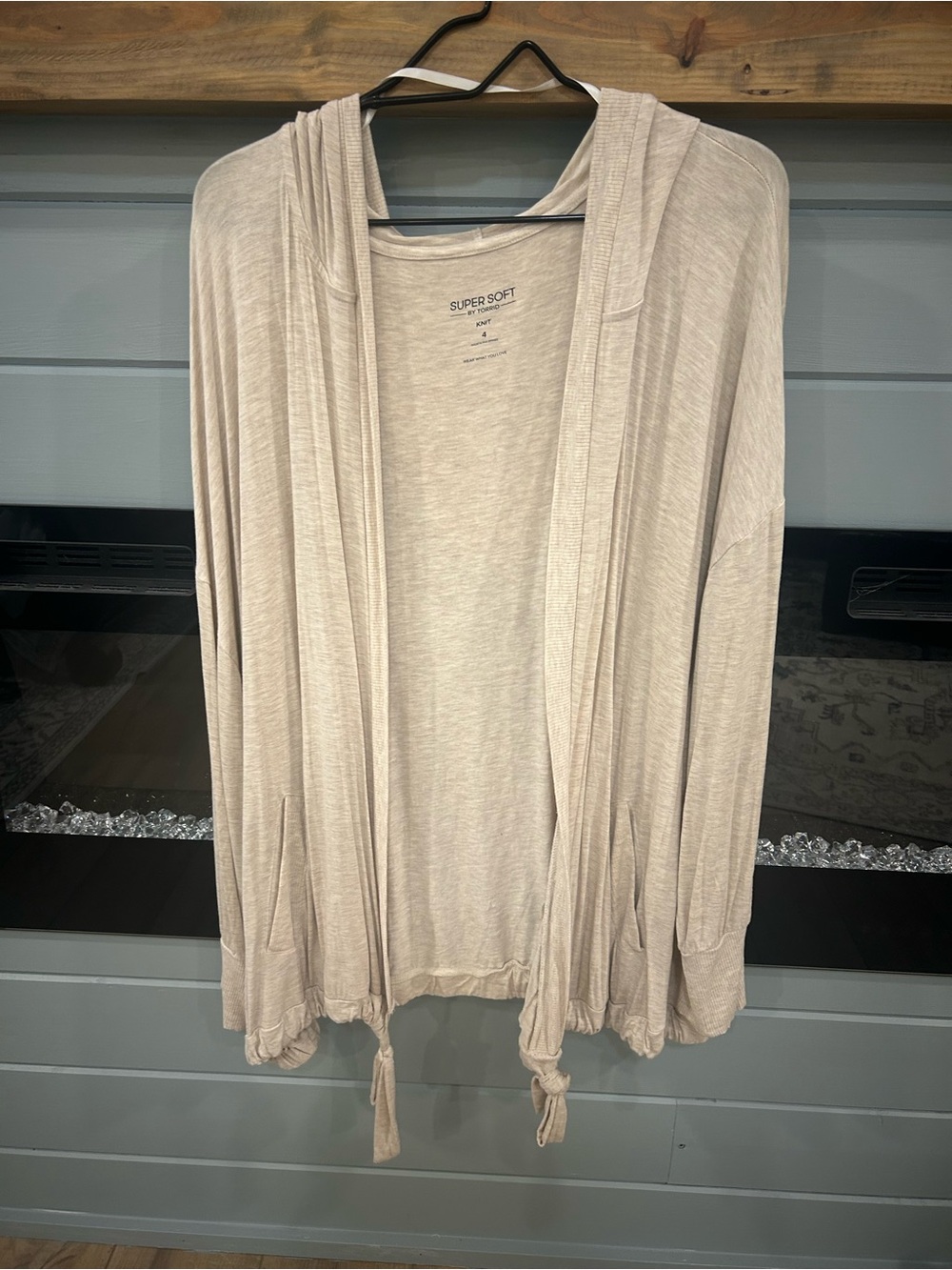 Torrid Super Soft Open Front Hooded Cardigan - Wheat